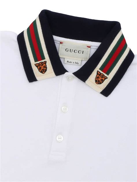 gucci white polo tiger|white gucci polo shirts.